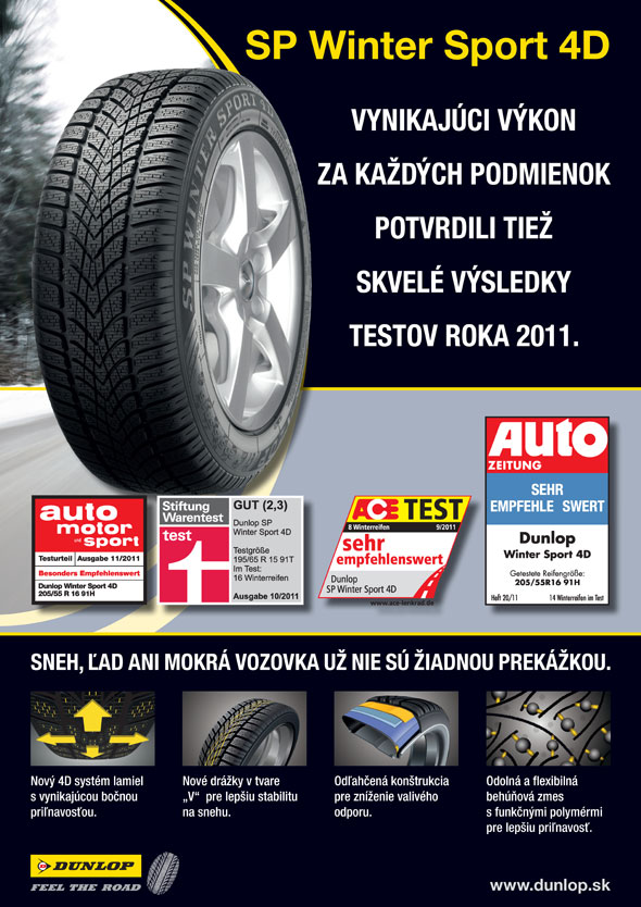 Pneumatiky Dunlop Sp Winter Sport 4D v testech pneu Zima 2011