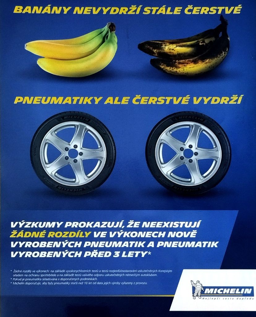 Michelin porovnává vlastnosti pneumatik a banánů