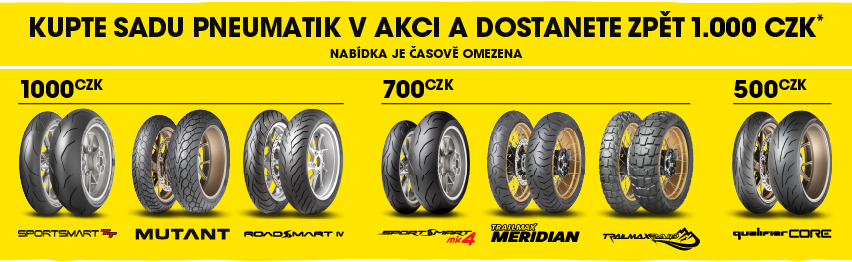 Akce peníze zpět z moto pneumatikám Dunlop