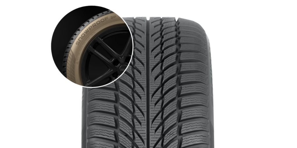 Znázornění detailu aramidové bočnice zimní penumatiky Nokian Tyres Snowproof 3P