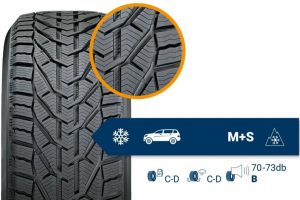 Zimní pneumatika Sebring SUV Snow s detailem dezénu a zimním značením